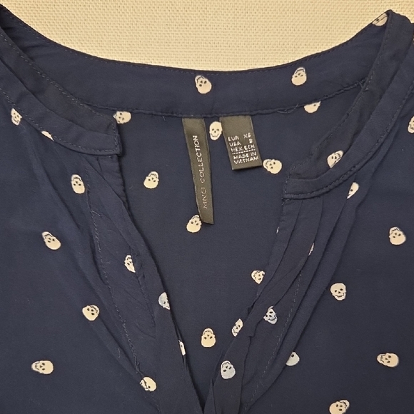 Navy Polka Dot Women's Blouse - Picture 2 of 12